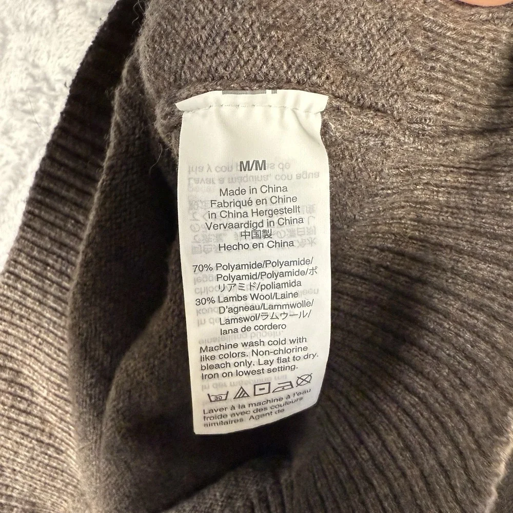 J Crew Men's Size Medium Brown Wool Blend Knit Crew Neck Sweater Preppy Academia